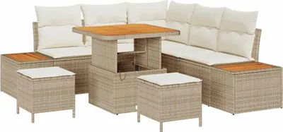 Produktbild von vidaXL Gartensofa-set 8 stk. 7-Sitzanzahl Beige Poly Rattan
