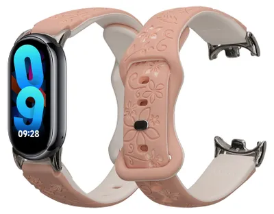 Produktbild von kwmobile Silikon Ersatzarmband kompatibel mit Xiaomi Mi Band 10 / Mi Band 9 / 8 Armband - Silikonarmband mit geprägtem Design - Geprägtes Muster