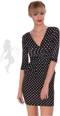 Obrázek produktu pro Dámské šaty s puntíky a 3/4 rukávy; XL/XXL 42/44