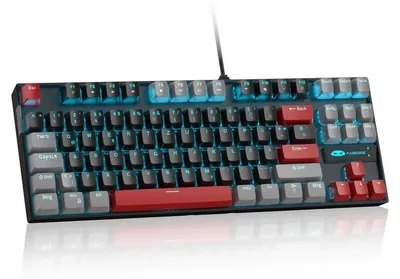 Produktbild von Gaming-Tastatur mechanisch, 88 Tasten, QWERTZ DE, Red Switch, USB, Einzelfarben-Beleuchtung, schwarz-grau