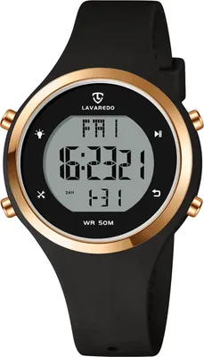 Produktbild von Watch mit Digitaluhren für Damen mit LED-Anzeige, 5 ATM wasserdichte Damen-Sportuhr, modische Armbanduhr mit Alarm/Stoppuhr/Leuchtend/Countdown/Datum