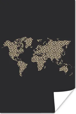 Produktbild von MuchoWow® Poster Weltkarte - Leopard - Tiere 80x120 cm - Papierdruck