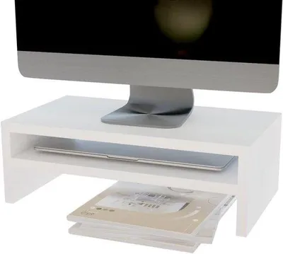 Produktbild von Doppelständer für Computermonitore - Arbeitsplatzhilfe - Laptop- und Druckereiständer - Schreibtischorganizer - - Weiß