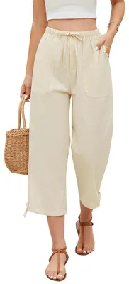 Productafbeelding van Vrouwelijke Linnen Broek met Hoge Taille