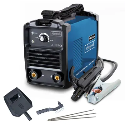 Immagine prodotto di Saldatrice inverter Scheppach WSE1100 230V | ventola di raffreddamento e protezione contro il surriscaldamento | avvio automatico a caldo | incl. spazzola, martello, elettrodi e cinghia di trasporto