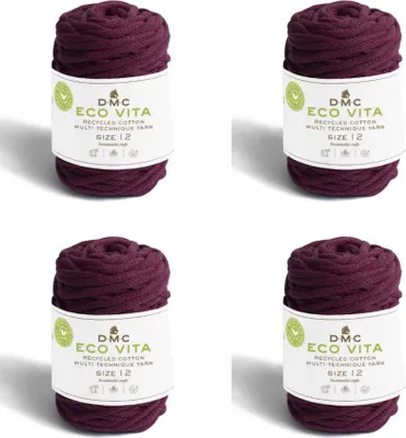 Immagine prodotto di 4x Filo di cotone riciclato DMC Eco Vita-12 (4 mm), composto per l'80% da cotone e per il 20% da poliestere. (Colore 43)