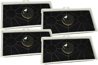 Produktbild von vhbw 4x Aktivkohlefilter kompatibel mit Bosch DHL755B/07, DHL755B/06, DHL755B/05, DHL755B/04, DHL755B/03 Dunstabzugshaube + Befestigungsmaterial