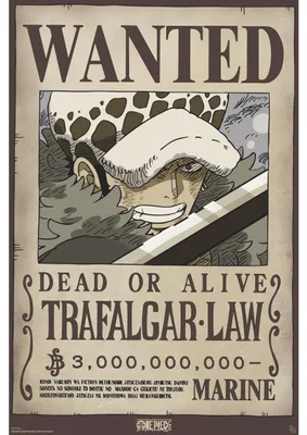 One Piece Wanted-Poster Trafalgar Law Wano 52x38 cm