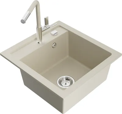 Produktbild von Mexen Vito 1-Becken-Granit-Spüle mit Mischbatterie Flora, Beige - 6503-69-670401-09