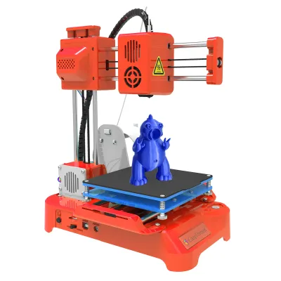 Zdjęcie produktu dla Mini drukarka 3D, rozmiar wydruku 100x100 mm, obsługa jednym przyciskiem, pomarańczowa