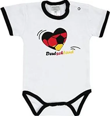 Produktbild von Jacky Baby Unisex Body kurzarm, Herz, WM 2026 Weiß/Schwarz Gr.56