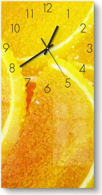 Produktbild von DEQORI Glasuhr 30x60 cm Zahlen 'Süße Zitruspracht' Wanduhr Glas Uhr Design leise Küchenuhr