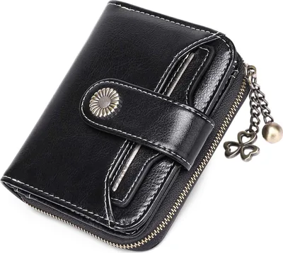 Produktbild von Geldbörse Geldbörse aus Echtem Leder mit RFID Schutz Reißverschluss-Münztasche,Schwarz
