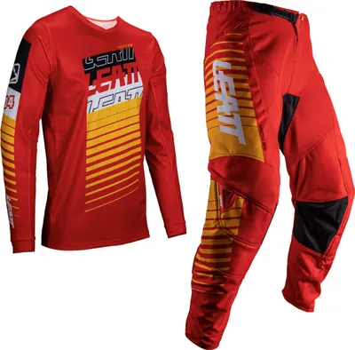 Produktbild von Leatt 3.5 Ride Kit Stripes 2025 Motocross Jersey und Hose Set, rot, S