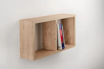 Produktbild von Wandregal YASMINE mit 2 Fächern, Holznachbildung in Eiche sägerau Optik