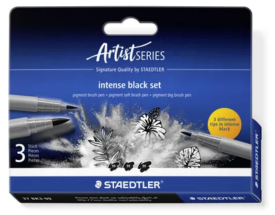 Produktbild von STAEDTLER pigment arts pen Set Blisterkarte mit 3 Tuschestifte, schwarz