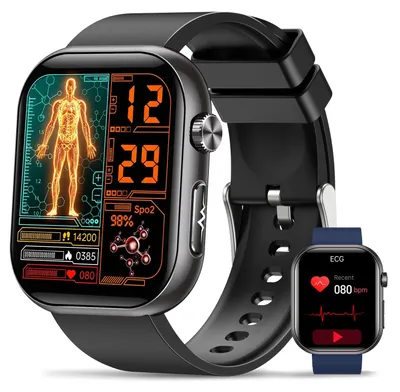Produktbild von Smartwatch Herren Gesundheit mit EKG und HRV AMOLED Display Schwarz