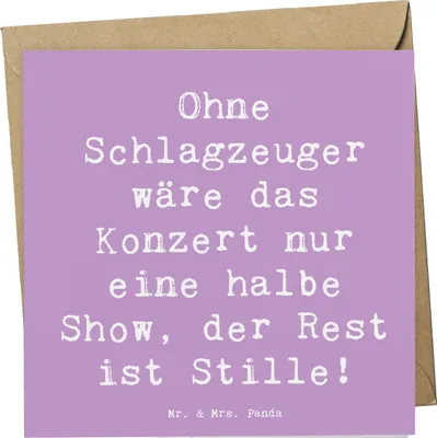 Produktbild von Mr. & Mrs. Panda Grußkarte Spruch Schlagzeug Konzert - Lavendeltraum - Geschenk, Klappkarte, faltkarte, Instrument, Lernen, Taktgefühl, Glückwunschkarte, Trommeln, Musik
