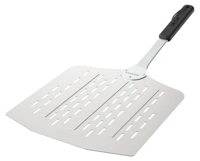 Produktbild von Cozze® Pizzaschaufel, hitzestabiler Pizzaschieber, passend für 17 Pizzaöfen, 75 x 35 x 3 cm, Aluminium / Edelstahl / Kunststoff, silber"
