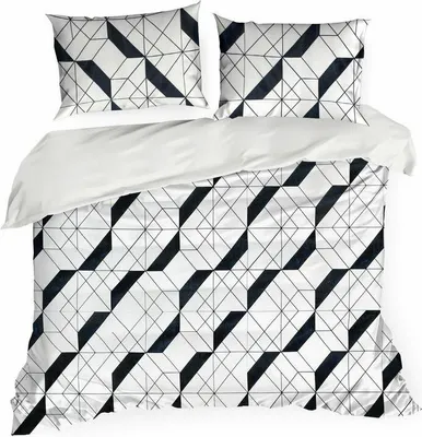 Obrázek produktu pro Eurofirany Ložní prádlo z mikrovlákna 160x200 Geo 1 bílé černé geometrické D91 A