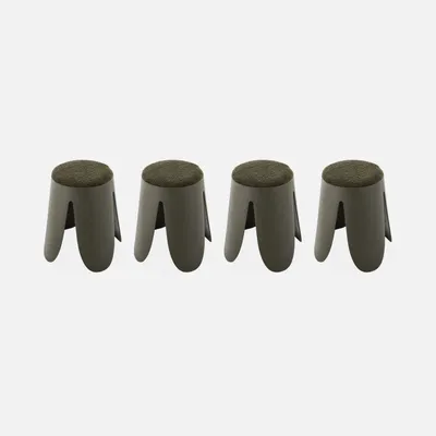Produktbild von sweeek - 4er Set stapelbare Hocker, strukturierter Bouclébezug - Dunkelkhaki