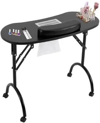 Imagen del producto de Mesa de manicura con sistema de aspiración de polvo - Con ruedas y bolsas de recolección - Mueble para salón de belleza