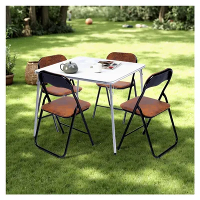 Produktbild von Klapptisch aus Metall/PVC, klappbarer Balkontisch, Gartentisch für Picknick, Camping und Outdoor, 86x86x71 cm, Grau