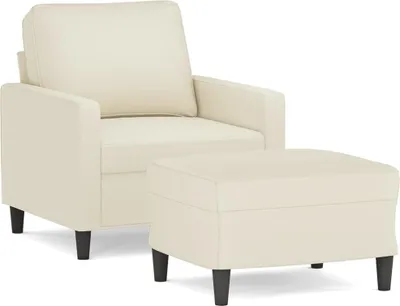 Obrázok produktu pre vidaXL Kreslo s taburetom Cream 60 cm Velvet