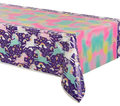 Produktbild von Einhorn Party Plastiktischdecke 137 x 213 cm für Geburtstage - Einheitsgröße