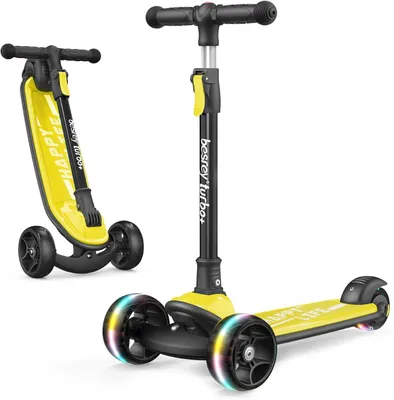 Productafbeelding van Kinderloopfiets met LED-wielen – Opvouwbare loopfiets, 4-voudig in hoogte verstelbaar, grote wielen, antislip platform, stuurmechanisme met kantelbesturing, geschikt voor jongens en meisjes van 3–8 jaar
