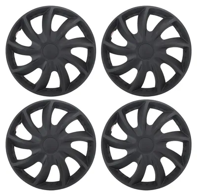 Produktbild von 4 Stück 15 Zoll Radnabenkappe, schwarz, vollständiger Schutz, kratzfest, universell passend für Autos, LKWs, Transporter