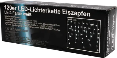 A product box for LED icicle lights.