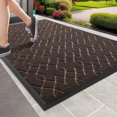 Zdjęcie produktu dla Mata wejściowa zewnętrzna, zmywalna, odporna na warunki atmosferyczne, 120 x 81 cm, brązowa, antypoślizgowa, chłonna, odporna na zabrudzenia