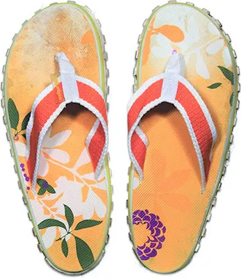 Produktbild von Beach Religion Flower Zehentrenner Badeschuhe Badelatschen orange/gelb/grün, Schuhgröße:38 EU