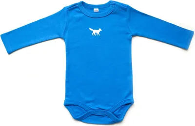 Produktbild von Baby Body Langarm Miniblings Handarbeit handbedruckt Tier blau Fuchs Gr. 62/68