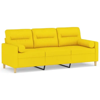 Produktbild von vidaXL 3-Sitzer-Sofa mit Zierkissen Hellgelb 180 cm Stoff