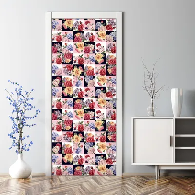 Produktbild von Dekorative Türtapete selbstklebend Klebefolie Türposter Kakteen mit Blumen 70 x 200 cm