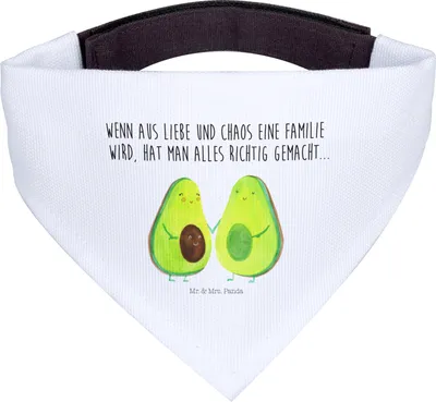 Produktbild von Mr. & Mrs. Panda Hundehalstuch Avocado Pärchen - Weiß - Geschenk, Halstuch, Liebe, Hund, Hochzeit, Familie, Hunde, Tuch