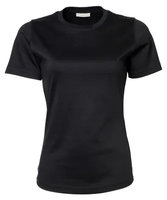 Produktbild von Tee Jays Damen Interlock T-Shirt, Rundhalsausschnitt, Kurzarm FK910 (XL) (Schwarz)