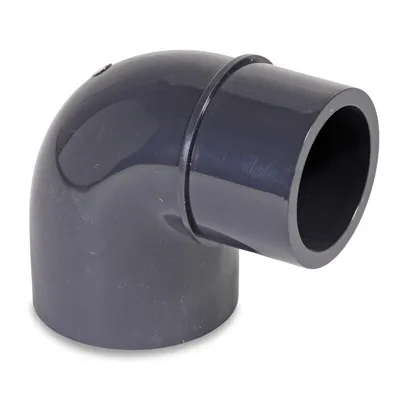 Produktbild von Mega Winkel 90° PVC-U 50/63 mm x 63 mm Klebemuffe/Klebestutzen x Klebemuffe 10 bar, grau