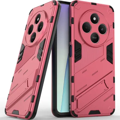 Image de Etui pour Xiaomi Redmi 14C Hybride PC TPU Etui de protection antichoc avec fonction stand rose