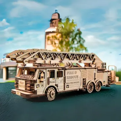Produktbild von Mechanischer LKW Feuerwehrauto aus Holz