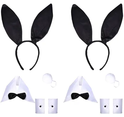 Hasenkostüm-Set, 10-teilig, schwarz, für Halloween & Cosplay
