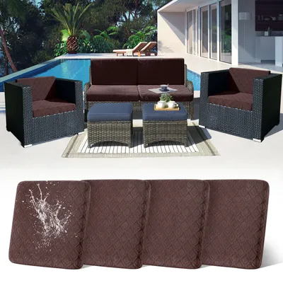 Produktbild von 4 Stück Outdoor Kissen Wetterfest Sofabezug Wasserdicht Sofa Sitzkissenbezug Outdoor Sofa Überzug Bezüge Für Gartenpolster Sofa Cushion Cover Stuhlkissen Ersatz,Dunkelbraun