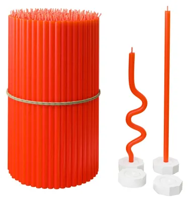 Image de Omgoods - Bougies en cire d'abeille pure avec parfum de miel, bougies effilées sans coulures, 18 cm, rouge