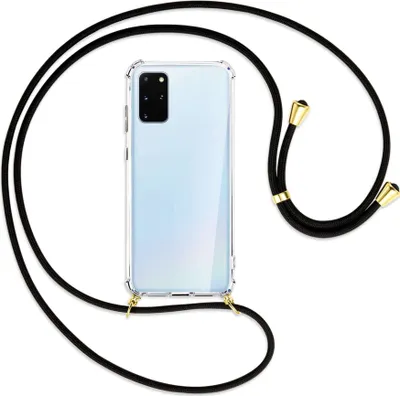 Produktbild von Handykette Backcover-Schutzhülle mit Band (Metall goldfarben) für Samsung Galaxy S20 Plus - schwarz