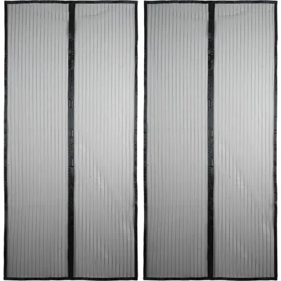 Produktbild von 2er-Set Magnet Insektenschutz Türvorhang 100x210 cm für Balkon & Terrasse, Fliegengitter ohne Bohren mit Klettband, Fliegenvorhang Schwarz Mesh