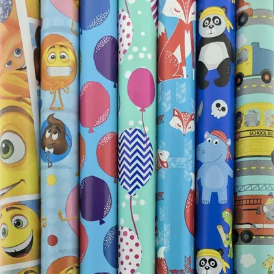 Productafbeelding van Assortiment 3 luxe cadeaupapierinpakpapier voor kinderen - 200 x 70 cm - 5 rollen