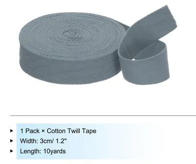 Produktbild von Baumwollband Baumwolle Gurtband 30mm x 9m, Schr?gband Baumwoll Nahtband K?perband Saumband Einfassband Stoffband Webband zum N?hen fš¹r DIY Basteln Stricken Verpackungen, Grau