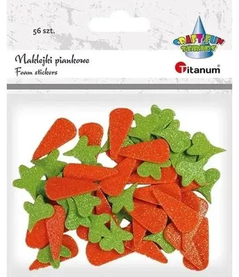 Zdjęcie produktu dla Naklejki piankowe brokatowe marchewki 56szt - Titanum